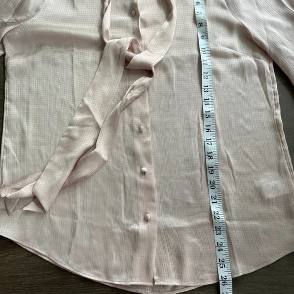 RW&Co Pearl Pink Button-Down Blouse with Neck Tie - Picture 8 of 12